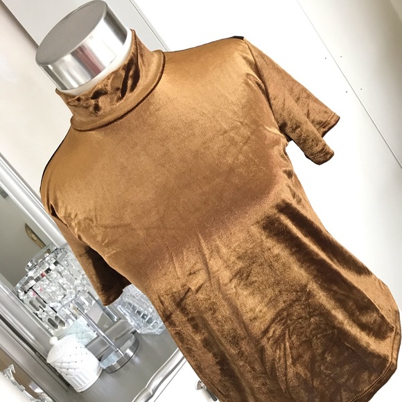 Zara Mock Neck Top Velvet Medium NWOT - Picture 5 of 5
